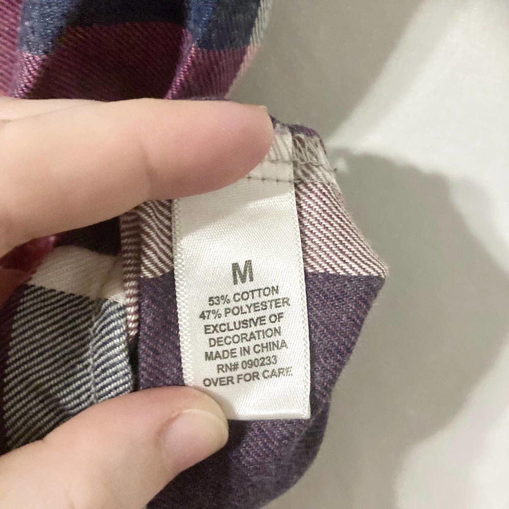 Black Poppy Women's Medium Plaid Button Down Tie Front Top - Picture 10 of 10
